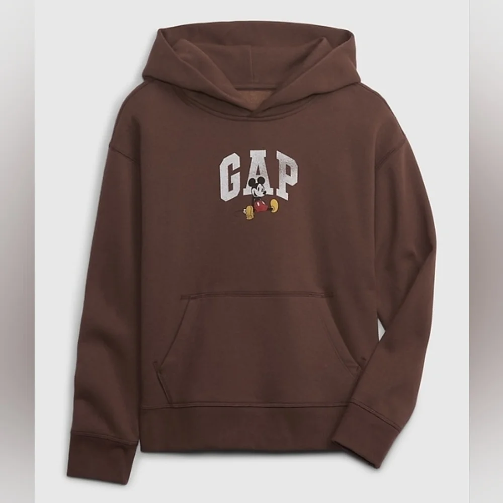 GAP x Disney Mickey Mouse Hoodie Brown Kids XL Graphic Sweatshirt